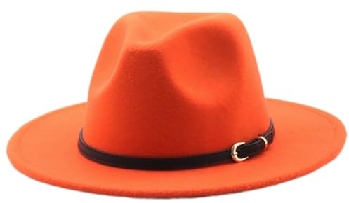 HEYANN Fedora hatt herr hatt filthatt med brett brätte män klassisk hatt Panamahatt damer filt trilby hatt män för fest, apelsin, L