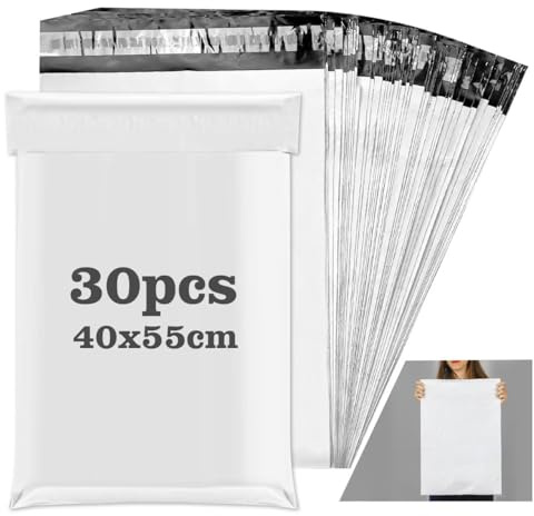 30 Stück Plastik Versandbeutel, 40×55cm Wasserdichte Versandtaschen Warensendung, Versandtüten Für Kleidung mit Selbstklebeband, Grau Blickdicht, Geeignet für Warenverpackung, Logistischen Versand