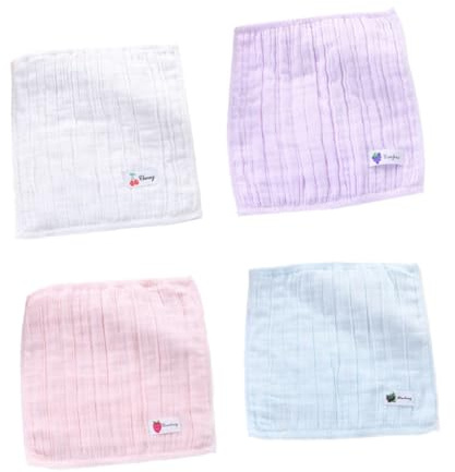 Pañuelo Cuadrado Infantil de Gasa 25x25 Cm, 4 Piezas | Algodón Puro, Uso Múltiple, Lavable, Suave y Resistente, Formato Ligero para Manos y Rostro Color Aleatorio