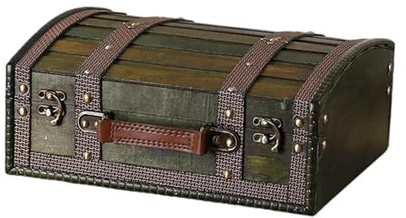 APLVFFZH Baule del tesoro in legno, unico, portatile, regalo, scrivania, arredamento per la casa, da collezione, stile, organizer per gioielli, Verde