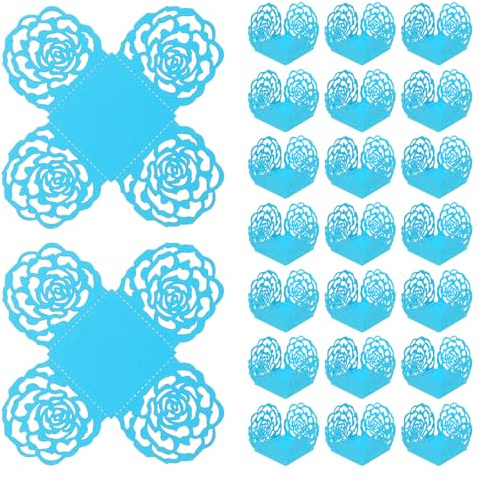 sourcing map 25 pirottini quadrati per cupcake, 1,0 x 1,0 cm, incavati, in carta, per dessert, matrimoni, compleanni, celesti