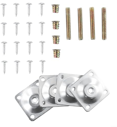 Placas de montaje de fijación de patas con tacos para una fijación segura de patas de muebles de madera