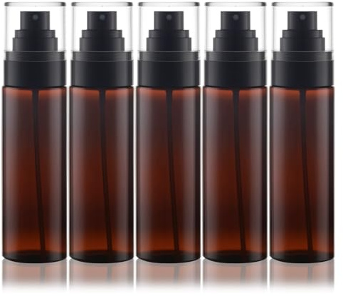 Decorniqu Spray Bottles 3.5oz/105ml 5 Pack Fine Mist Spray Bottle | Leak Proof, Empty Refillable Plastic Hair Spray Bottle, for Skincare Toners Water, Perfume, Brown