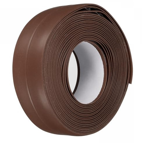 TA-VIGOR Waterproof Seal Caulk Strip Tape Self Adhesive PVC Sealing Tape, Kitchen Bathroom Sink Bathtub Toilet Wall Corner Gap, Mould Proof Flexible Trim Easy to Cut – Brown 22mm x 3.2