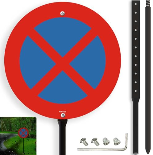 Ashaoza señal prohibido aparcar con soporte, 30 cm cartel prohibido el paso redondo de tráfico para exteriores Ø 30 (cartel propiedad privada de aluminio)