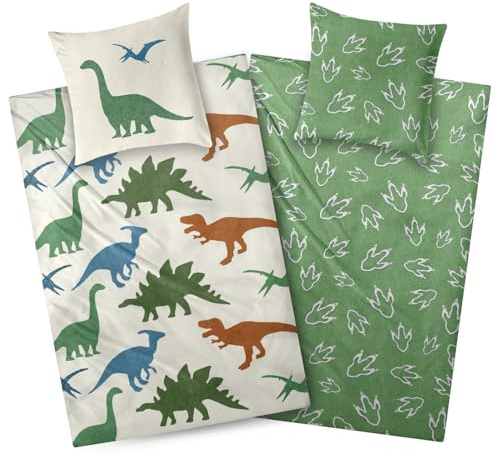 Aminata kids Biancheria da letto 135 x 200 cm, per bambini, in flanella, in cotone e flanella, per bambini, 2 pezzi, calda e morbida