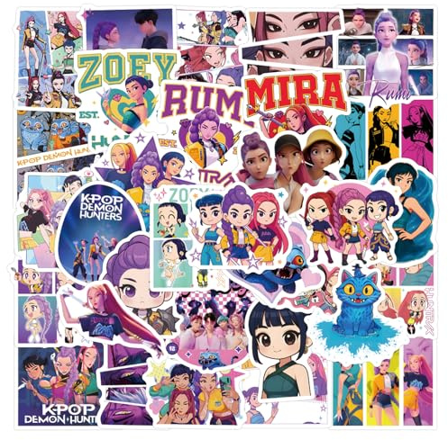 55 Pcs Korean Idol & Demon Movie Hunters Anime - Style Stickers, Waterproof Vinyl Decals for Decorating Laptop, Skateboard, Phone, Guitar, Travel Case, Bike – Ideal for Teenagers and Adults