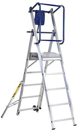 Svelt Scala Professionale a Castello Trasportabile con Piattaforma Antiscivolo e Protezione 360°, Allargatori Richiudibili, Stabilizzatori Telescopici, Rotelle di Trasporto, Certificata (5 Gradini)