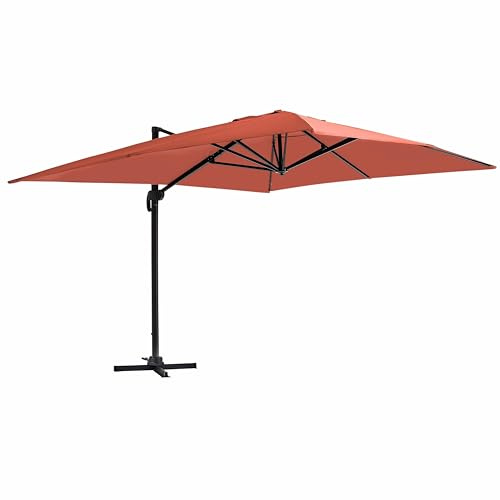 Oviala Parasol déporté inclinable et Rotatif 4x3m en Aluminium Terracotta