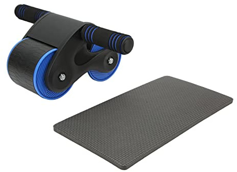 ANKROYU Doppelte runde Bauchrollen-Rolle, professionelles Heim-Fitness-Fitnessgerät für Ganzkörpertraining mit Handy-Ablage, rutschfestes Design, ABS-Metallmaterial, 5,5 Zoll Radst (Schwarz Blau)