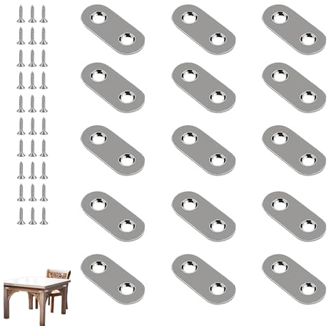 15 PCS Flat Fixing Brackets, Flat Plate Bracket, Corner Fixing Bracket Joining Plates, Mending Plates Flat Brackets, for Wood Straight