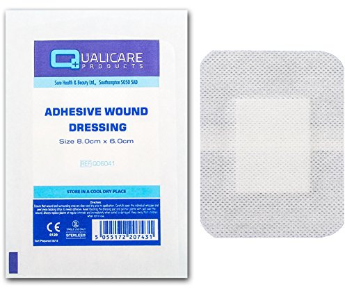 White Hinge Limited 100x Adhesive Wound Dressing (8cm x 6cm) Fabric Plaster Sterile First Aid Cut Graze