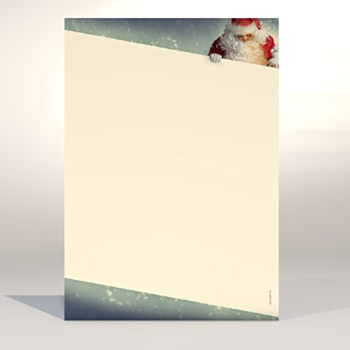Weihnachts-Briefpapier Set DER Weihnachtsmann, 50 Blatt Motivpapier A4 und 50 Fenster-Briefumschläge