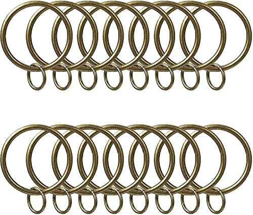 INCREWAY Anelli per tende, 16 anelli per tende da 1,46 pollici diametro interno in metallo con occhielli, anelli decorativi per finestre, anelli ad anello per ganci, ottone antico