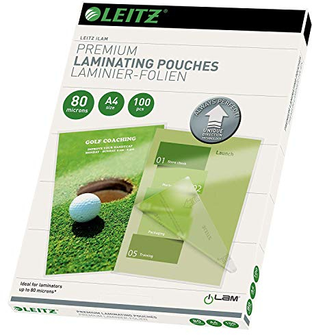 Leitz Heißlaminierfolien, Glänzend, transparent, A4, UDT, Folienstärke 80 mic, 1000er Pack, 74780000