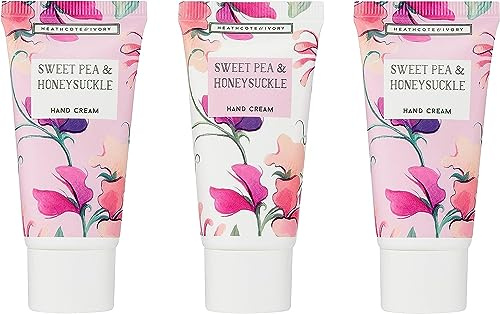 Heathcote & Ivory Handcreme, 3 x 30 ml, Hände und Nägel Feuchtigkeitspflege mit Sheabutter, süßer Erbse und Geißblattduft, Taschen- und Reisegröße, vegan und tierversuchsfreundlich, Schönheitsgeschenk