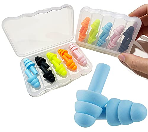 Tapones Oidos Dormir Silicona–10 pares de tapones oidos ruido con cancelación, Tapones de Oídos de Dormir, Suaves Impermeables Tapones de Oídos, Reducción de Ruido