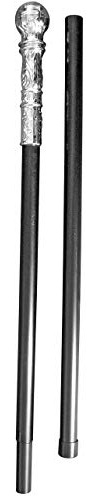 RARAA® Pimp Cane mit silbernem Kugelgriff, Unisex-Erwachsene, Einheitsgröße, Gangster-Kostüm, Halloween, Gothic, Graf Dracula, Vampir, silberfarbener Oberstock