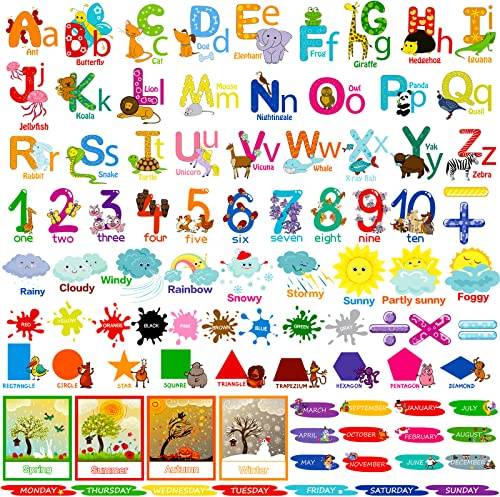 Chinco 9 Sheets Animal Alphabet Wall Decals, Colorul ABC Learning Stickers