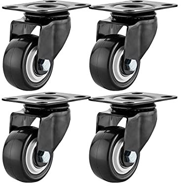 MNNM Lenkrollen, Transportrollen, Hartbodenrollen, Polyurethan Rollen, Schwenkrollen Mit Bremse, Bürostuhl Rollen, Schwarz, Ø63mm (Color : 4 Without Brake, Size : 2.5 inch)