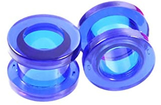 ANAZOZ Tunnel mit Gewinde 2mm, Plugs Acryl Damen 2 stück Ohr Tunnel Piercing Ohrringe Blaue Reifenform