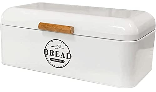 ABGRC Cocina Panera Panera Blanca, Soporte de Pan de Metal, panera Multifuncional para panes de encimera, Pasteles, Bagels, contenedor de Almacenamiento de Patatas Fritas Minimalista