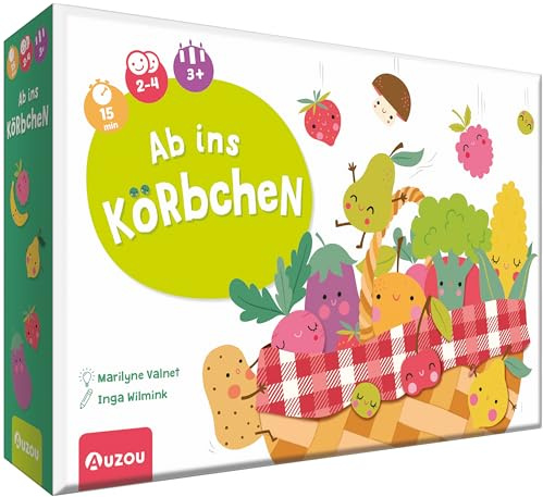 AUZOU | Ab ins Körbchen | Kinderspiele ab 3 Jahren | Brettspiele | Obstschale | Mitbringsel für Kindergeburtstag | Familienspiele | Geschenke | Gesellschaftsspiele | Für 2 bis 4 Spieler ab 3 Jahren