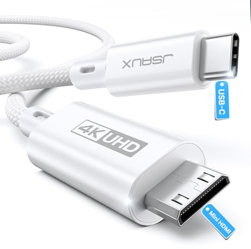 JSAUX Cavo da USB C a Mini HDMI, 0,9 m, ad alta velocità 4K tipo C a Mini HDMI (4K a 30Hz/2K a 60Hz/1080P), cavo unidirezionale compatibile con monitor portatili, Steam Deck, laptop, MacBook, iPad Pro