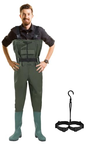 Ansobea Wathos Herren und Damen Wasserdichte Anglerhosen aus 70D Nylon PVC und Neopren für Angeln, Bauernhöfe und Bauarbeiten