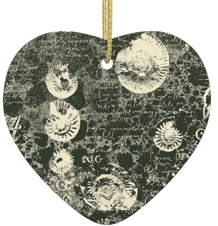 Weihnachtsbaumschmuck in Herzform, Keramik, zum Aufhängen, antiker Ammonit, Muscheln, Weihnachtsschmuck für festliche Party, Neujahr