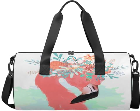 Sport Turnbeutel Gezeichnet Rosa Flamingo Gepäcktasche Tier Flamingo Sport Handtasche Gym Bag Reise Seesack Reise Segeltuch Turnbeutel Wasserdicht Seesack Reise Turnbeutel für Damen und Herren, wie