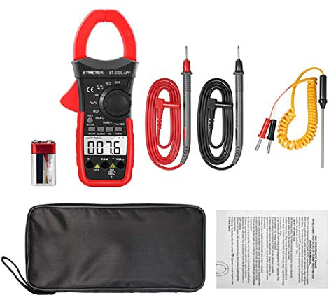 Gathukila Digital AC/DC Volt Amp Clamp Meter,Auto Ranging 1000A Ammeter Clamp Multimeter with Wireless Bluetooth for Ohm,Cap