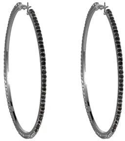80mm Grandes Boucles d'Oreilles Créoles En Strass Pour Femmes Et Filles Hypoallergéniques Extra Big Huggie Cz Créoles Pendantes Boucles d'Oreilles Chics Bijoux De Fête Cadeaux (noir)
