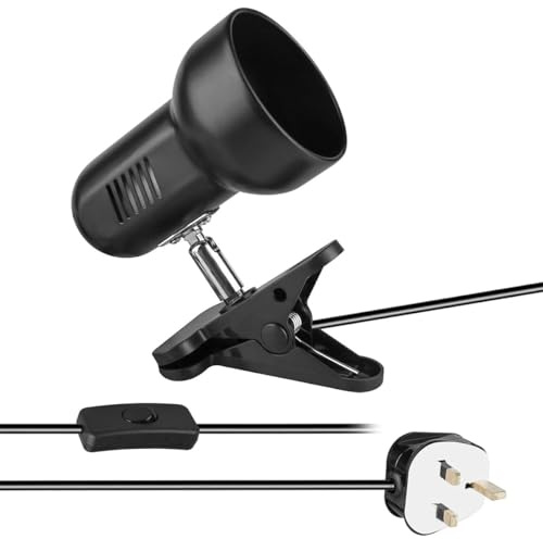 Namvo Clip-on Leselicht, 360° drehbare Clip-on Buchlampe, E27 Glühbirnenfassung, verstellbare Tischlampe für Schreibtisch, Bett, Tisch, Schrank