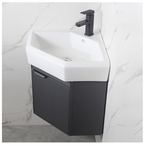 Waschbecken badezimmer,bathroom cabinet,badezimmerschrank hängend,Eckwaschbecken Keramik, badezimmermöbel,unterschrank waschbecken,Keramik-Waschbecken, für kleine Garderoben und Badezimmer(51x51x58cm)