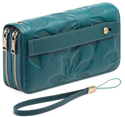 GAEKEAO Carteras de Mujer, Cartera Monedero Mujer Piel, Tarjeteros para Tarjetas de Credito, Bloqueo RFID Billetera, Monedero Tarjetero con Cremallera Doble