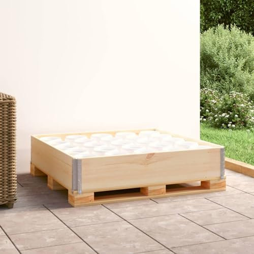 Homgoday Paletten Aufsatzrahmen Palettenrahmen Holzrahmen Hochbeet Gartenbeet Stapelbar Faltbar, für Pflanzen, Blumen, Gemüse 100x100 cm Kiefer Massivholz