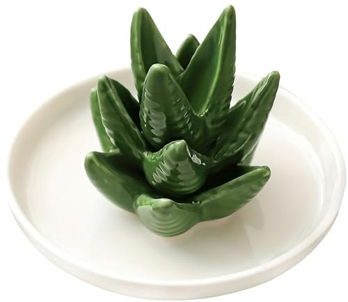 Aloe-Cactus-Jewelry Tray-Ring Necklace Jewelry Trinket-Ceramic Succulent Decorative-Holder for Wedding Engagement Home Decor