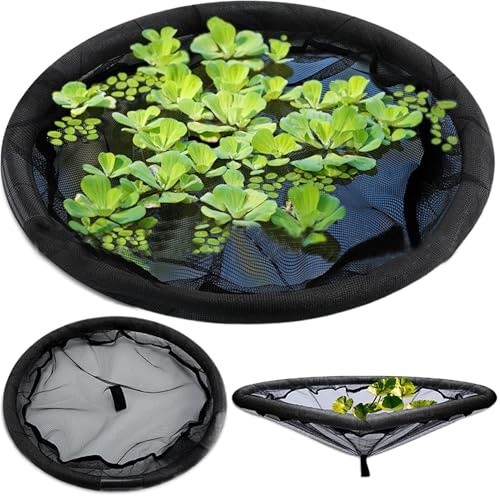 Floating Flora Fish Barrier: Floating Island Plant Protector, Floating Pond Planter, Round Floating Plant Ring in Ponds and Garden Water Features Pond Decor (Black, 23.6in)