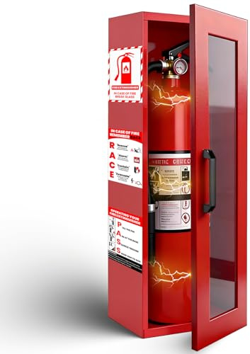 Fire Extinguisher Cabinet Wall & Surface Mount,St12 Steel Fire Extinguishers Cabinet with Magnetic Door,Red Fire Extinguisher Box with Glass Window for 5-10 lb Extinguishers, Extinguisher Not Included