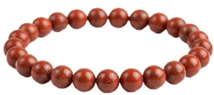 Joyas Minerales Bracelet en Diaspro Rosso | 100% Pietre Naturali Autentiche | Confortevole ed Elegante | Filo Elastico Coreano + Scatola Regalo Inclusa (Diaspro Rosso, 6mm)