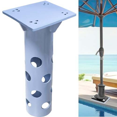KEELYY Pied de Parasol - Douille de Sol pour Parasol - Plaque de Base Universelle pour Parasol déporté - Ancrage au Sol en Acier Inoxydable avec Plaque de Base à encastrer dans Le béton