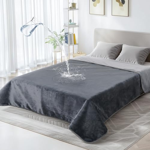 PICK FOR LIFE wasserdichte Decke Liebesdecke Wendbare Flanell Hundedecke Outdoor Decke Reisedecke für Bett Sofa Autositz (Grau, 152x203cm)