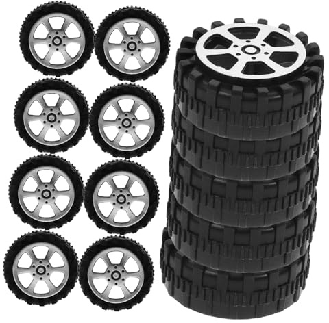 HEALSOPTHY 30 Stück Kunststoffräder für Spielzeugautos 4,2cm Rund Schwarz | Selbstgemacht Autozubehör für Bastelprojekte, Handgefertigte Spielzeugräder als Auto Bastelbedarf, Rc Reifen