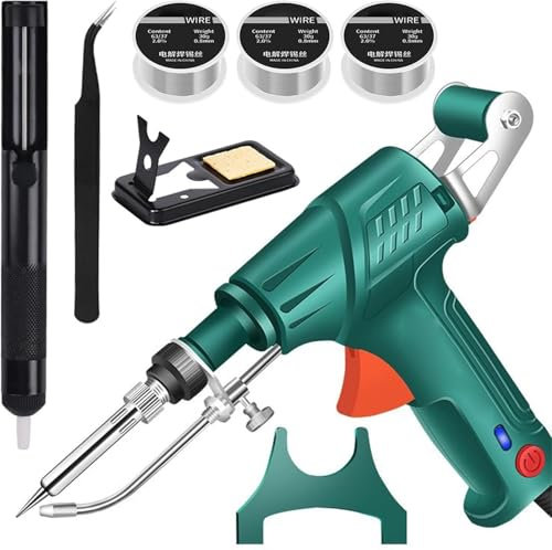 HUFACAI Poste à souder 5 pièces, pistolet de soudage polyvalent 2025, outils de soudage laser industriels chauffés en interne, livré avec 3 rouleaux de fil d'étain de rechange (vert)
