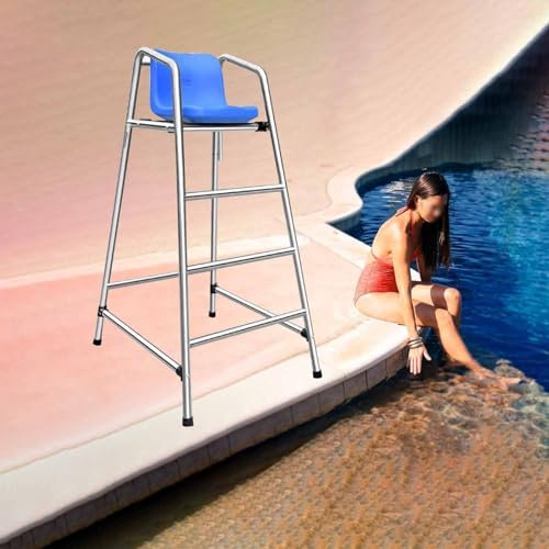 Silla alta de salvavidas para parque acuático y piscina, asiento de observación multifuncional con taburete de escalera desmontable, ideal para playa, piscinas y uso de árbitro