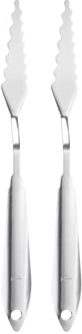 QUARKZMAN 2 Pezzi Spatola Pittura 8.78 Acciaio Inossidabile 304 Spatola Grande Dentellata con Design a Foro per Acrilico Tela, Argento