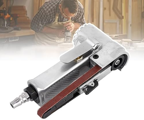KJZQXYX Set di levigatrici pneumatiche, smerigliatrice a Nastro a Dito per levigatrice per Lime Piccole, consumo d'Aria 0,45 m3 / min, per Legno, Lron, Alluminio, Metallo