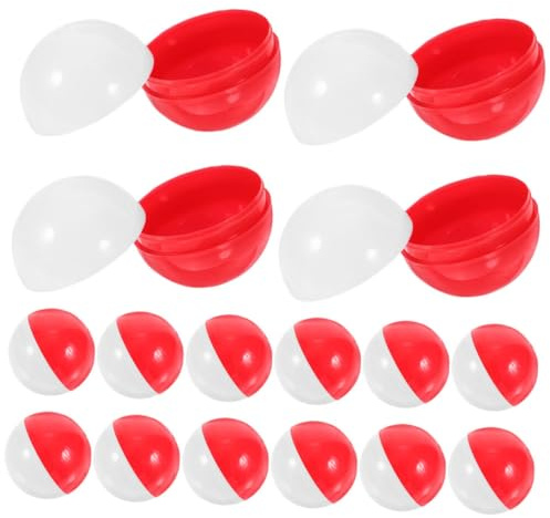 SUPVOX 50Pcs Red White Round Vending Machine Multi Function Empty Plastic Balls for Easter Party Favor Candy Containers Reusable Fillable