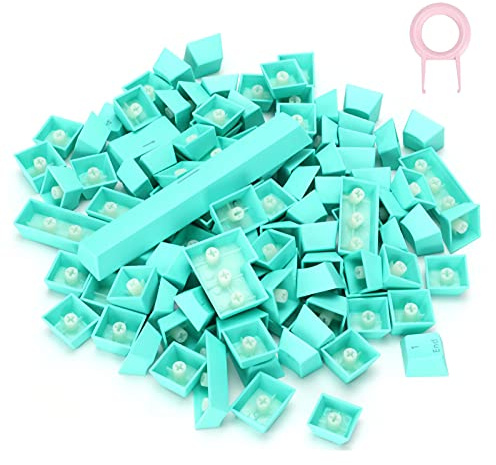 Qcwwy Tapas de Teclas PBT Botón de Diseño de Aceite Ergonómico a Prueba de Aceite 108 para Teclado Mecánico, Duradero para Uso Extendido (Cian)